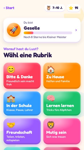 KIDS-Edition: Rubriken zur Auswahl